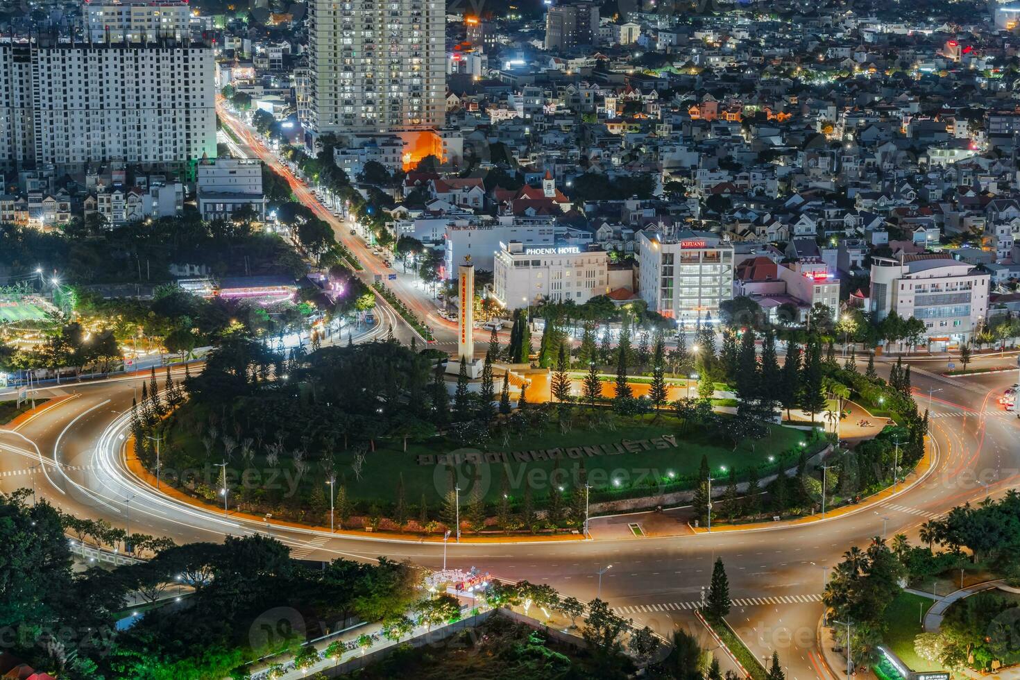 Night in Vung Tau city and coast, Vietnam. Vung Tau is a famous coastal city in the South of Vietnam photo