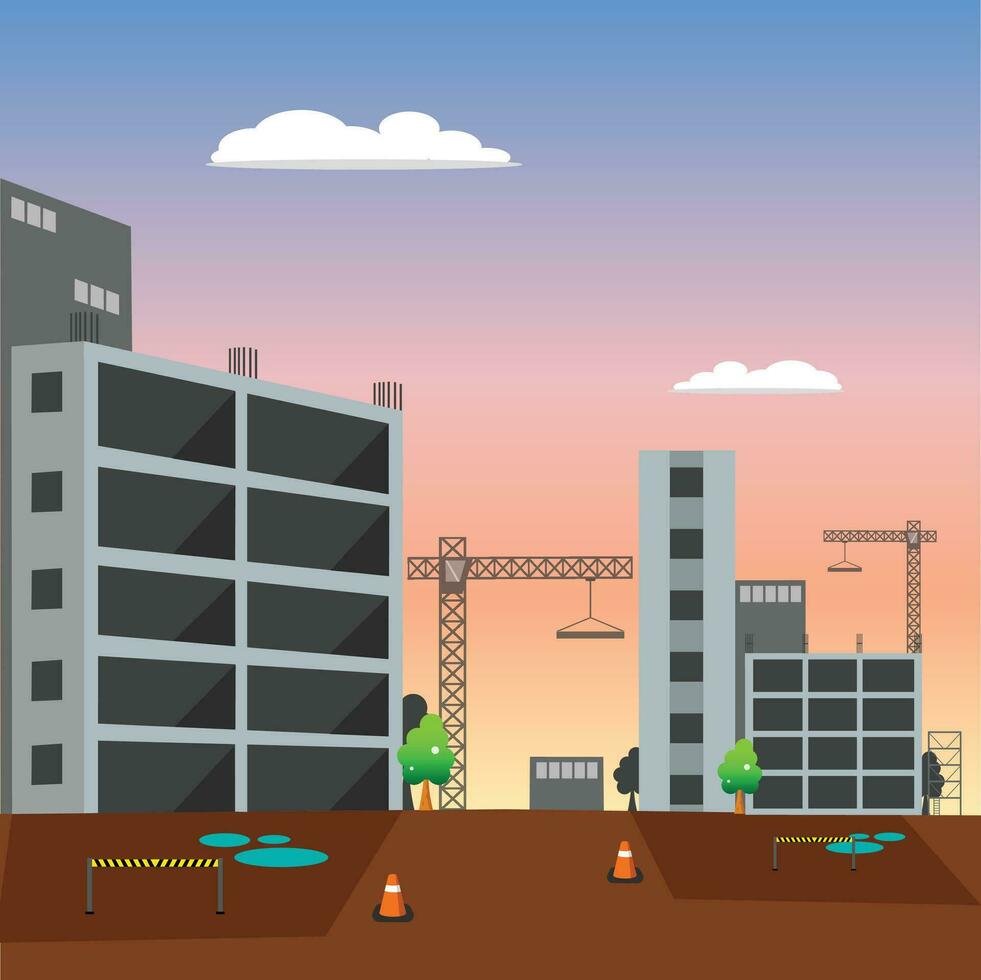 Construction site building vector