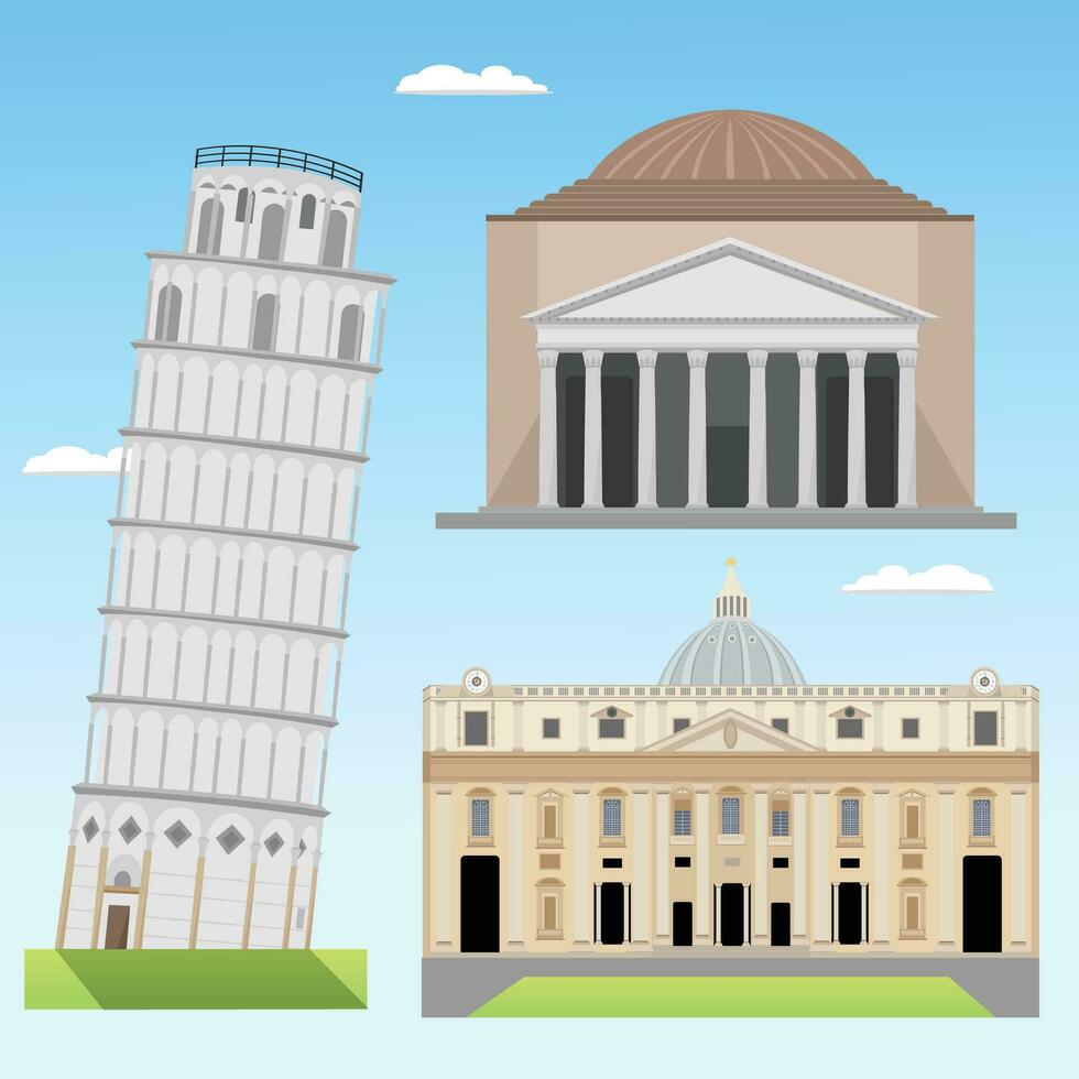 Italia romano histórico punto de referencia vector