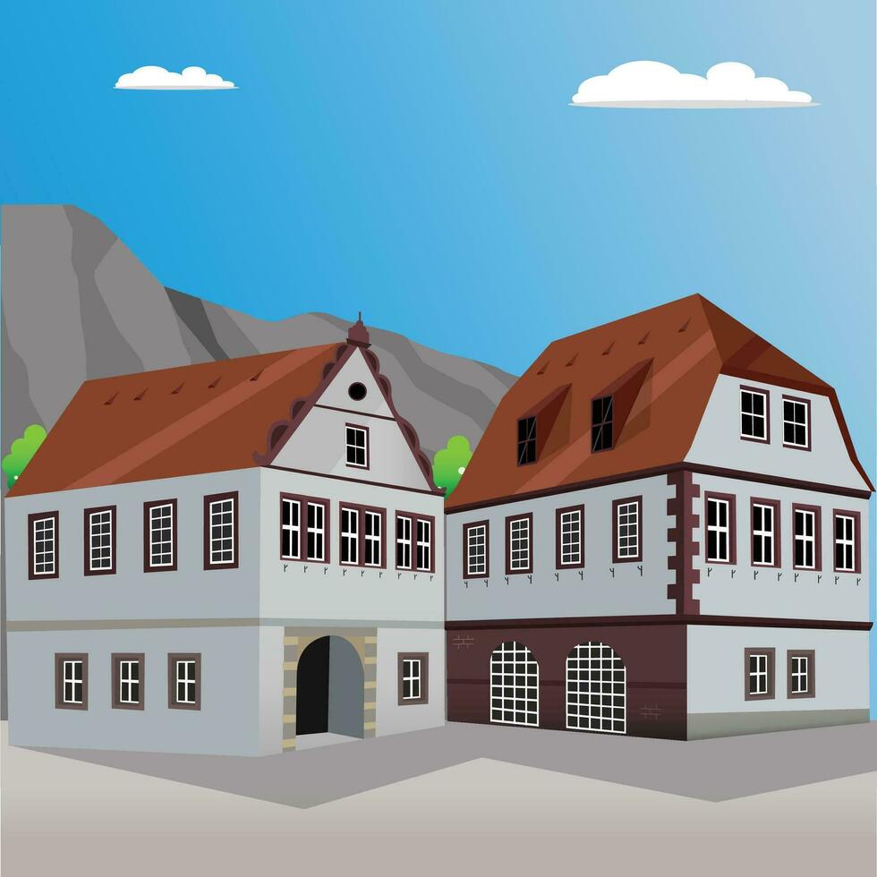 House building in a village vector