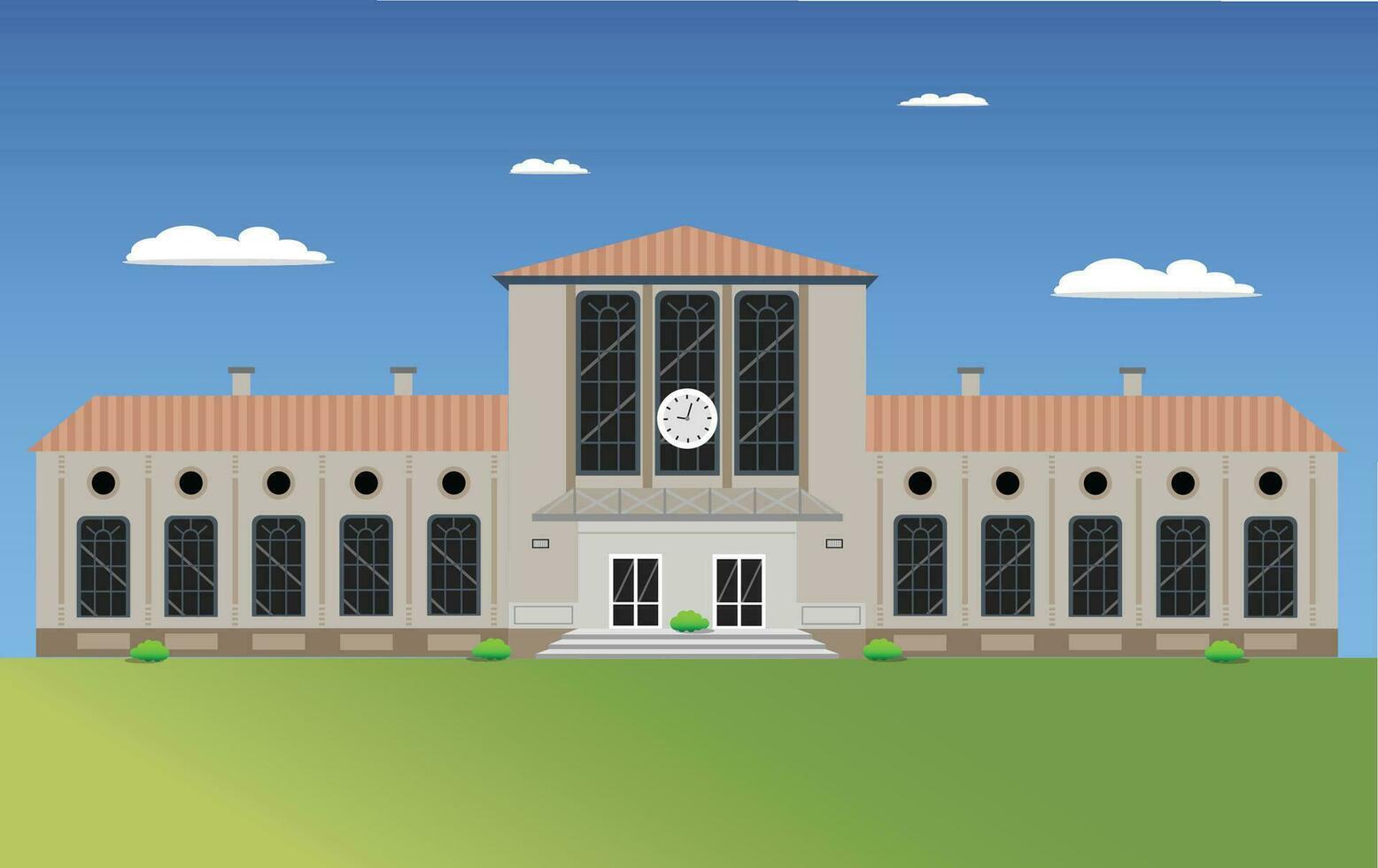 Old building school station vector