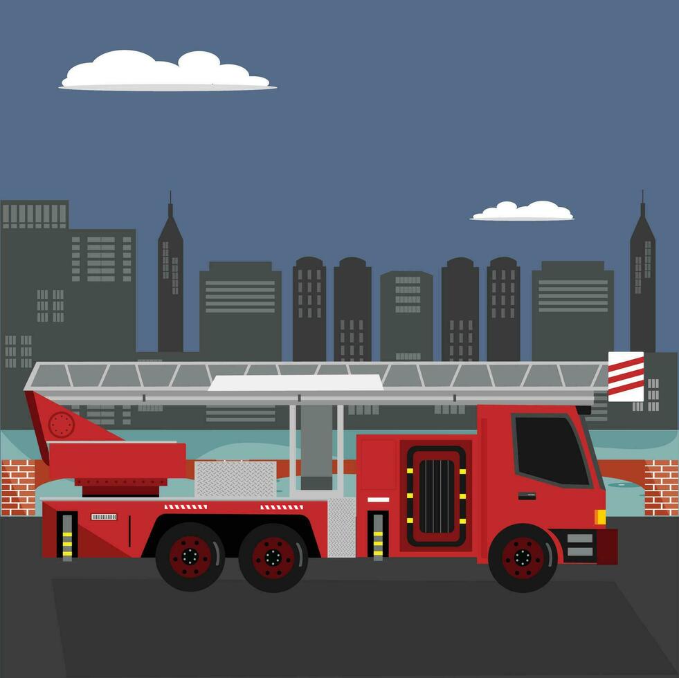 Firetruck sky lift vector