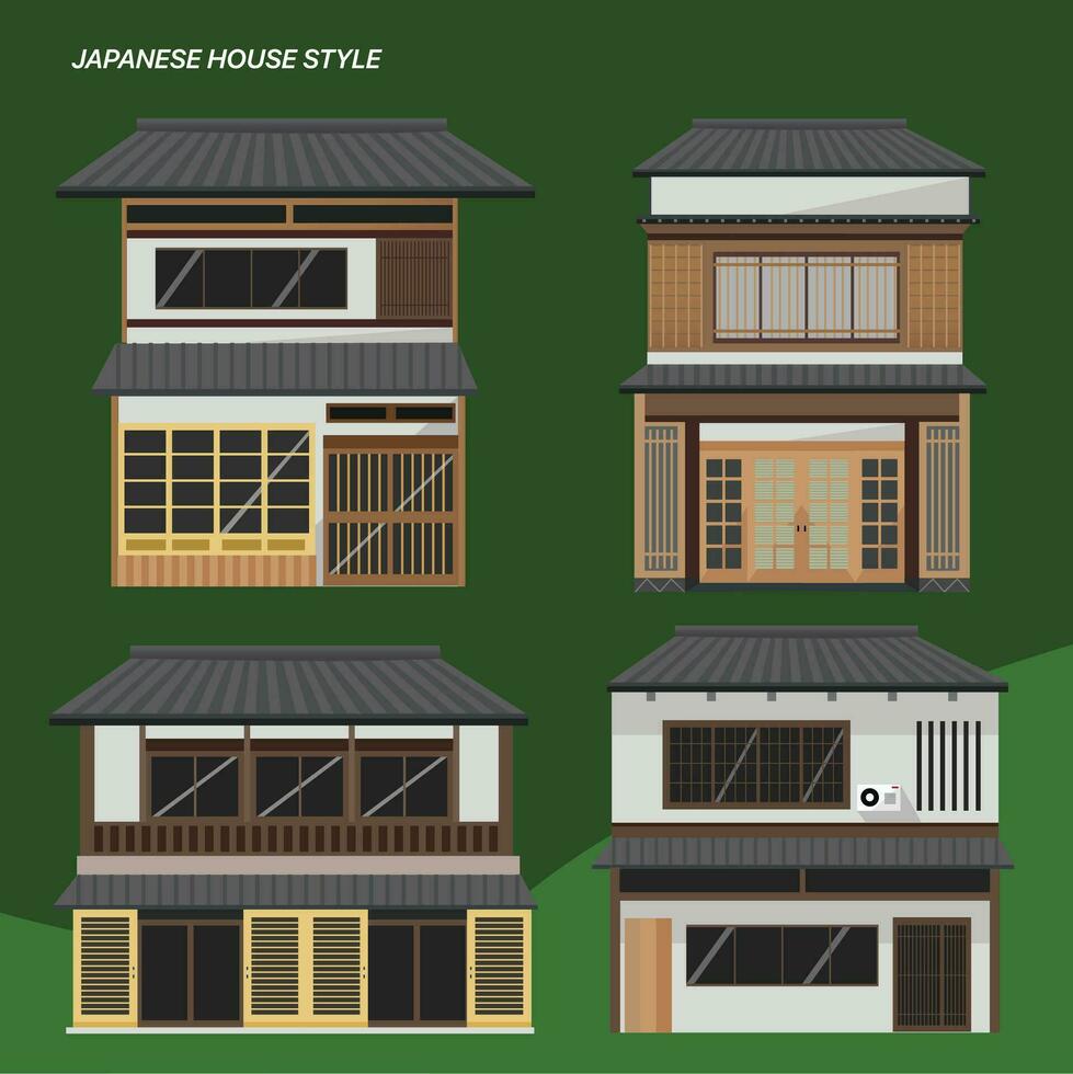 Japanese traditonal house style vector