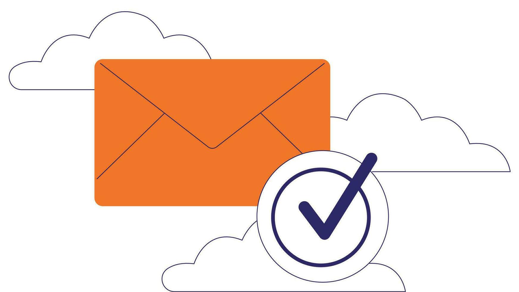 Envelope with check mark in the cloud. Vector illustration.
