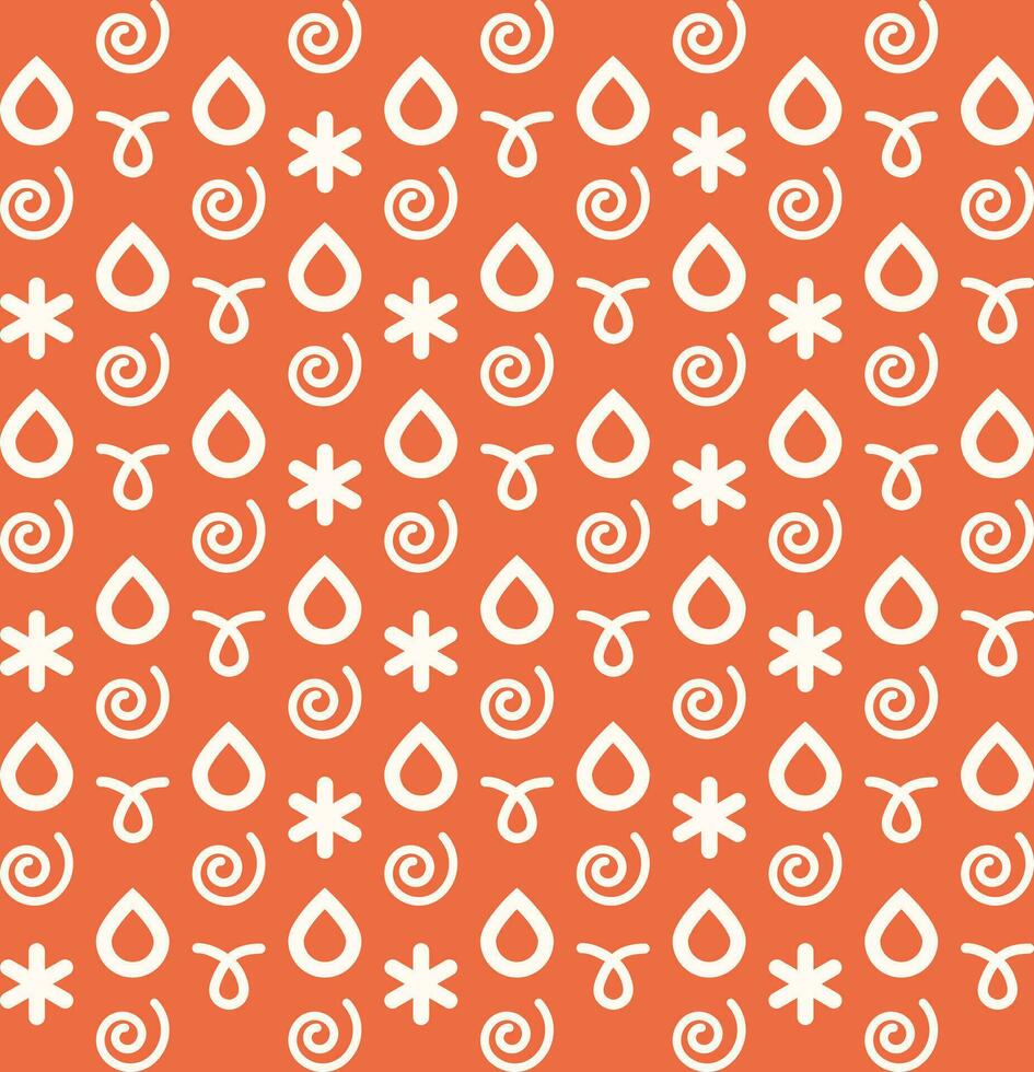 Seamless pattern with water drops on orange background. Vector illustration.