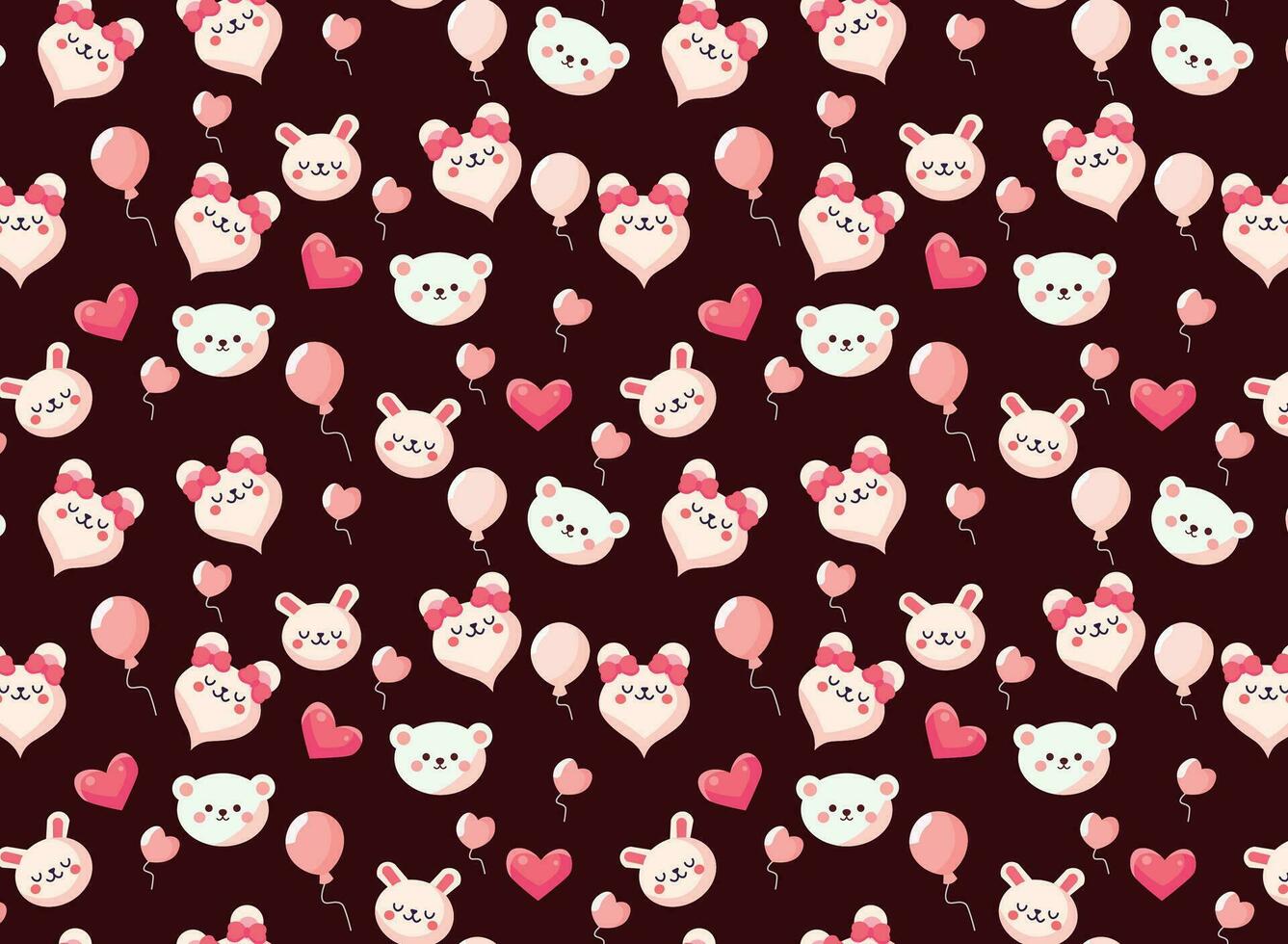 Cute bear and rabbit pattern, childish background texture, great for fabrics, backgrounds vector