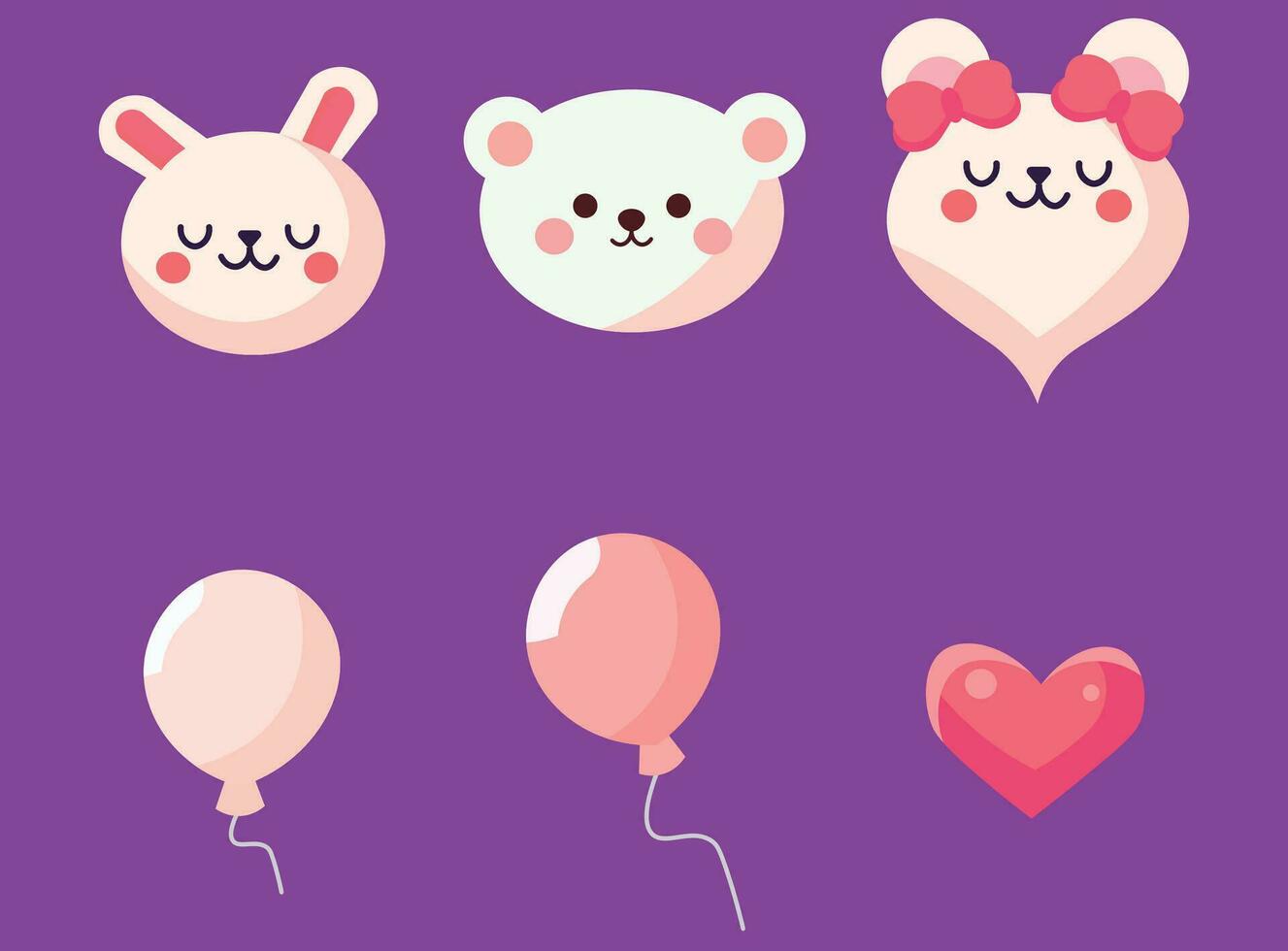 teddy bear and rabbit, with balloons, cute children's illustration vector