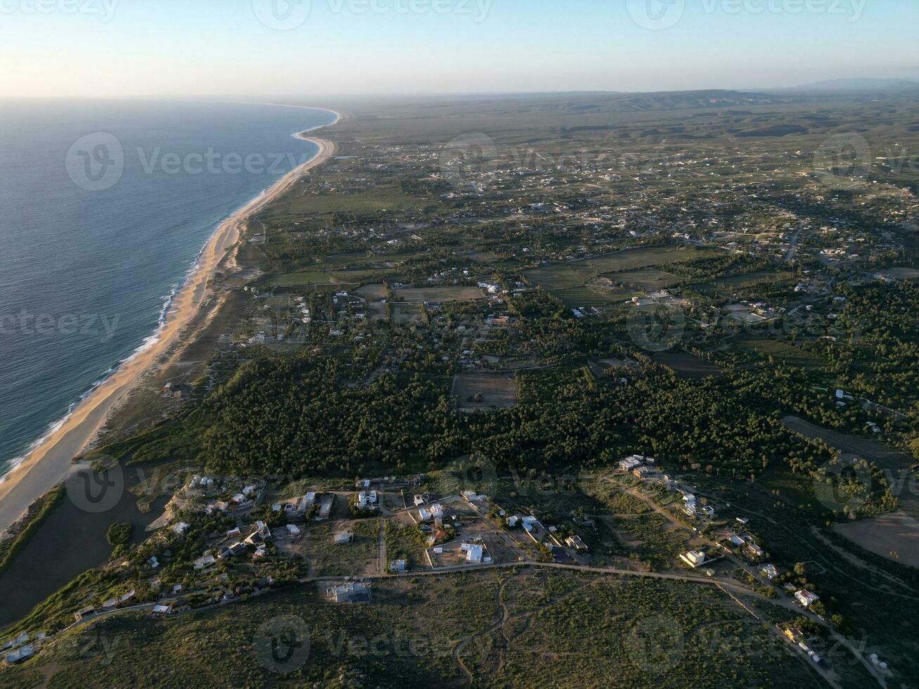 aerial sunset view of todos santos mexico baja california sur from mirador viewpoint lookout photo