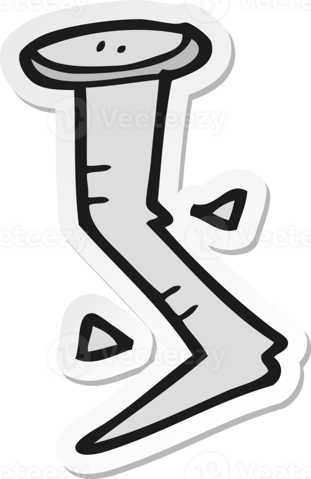 sticker of a cartoon bent nail png