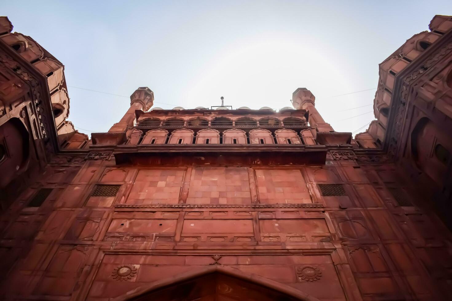 Architectural details of Lal Qila - Red Fort situated in Old Delhi, India, View inside Delhi Red Fort the famous Indian landmarks photo
