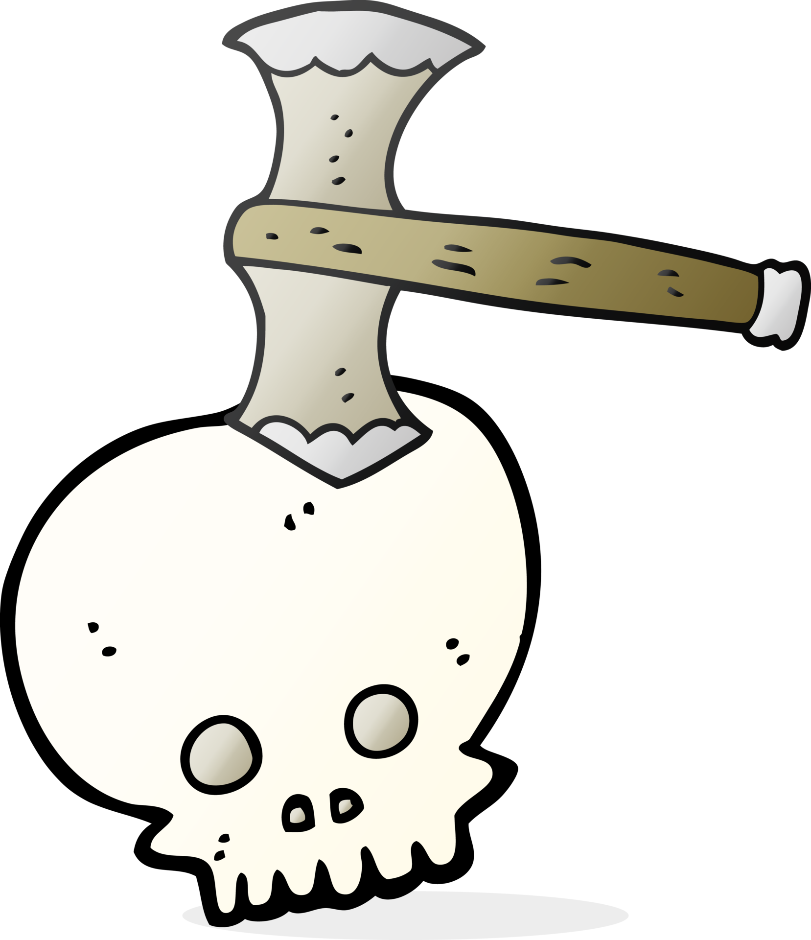 cartoon axe in skull 36341421 PNG