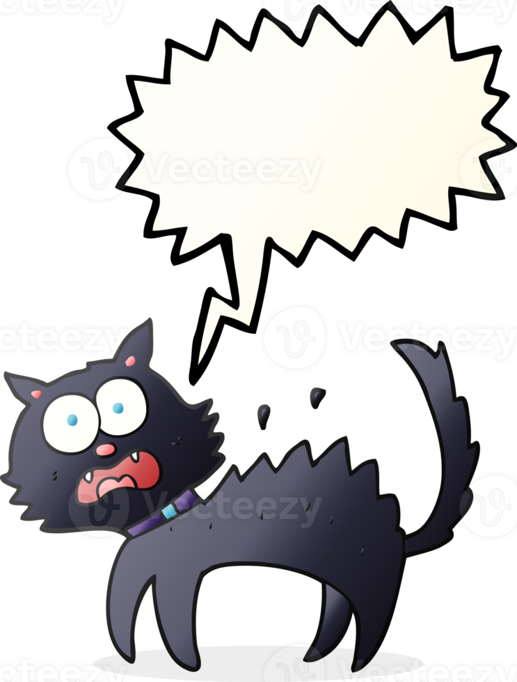speech bubble cartoon scared black cat png