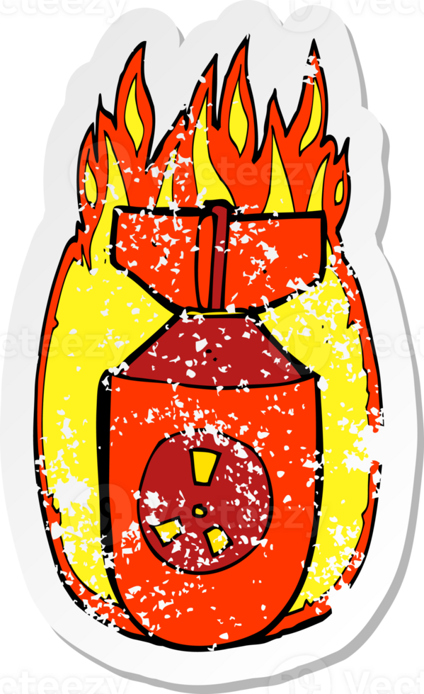retro distressed sticker of a cartoon atom bomb png