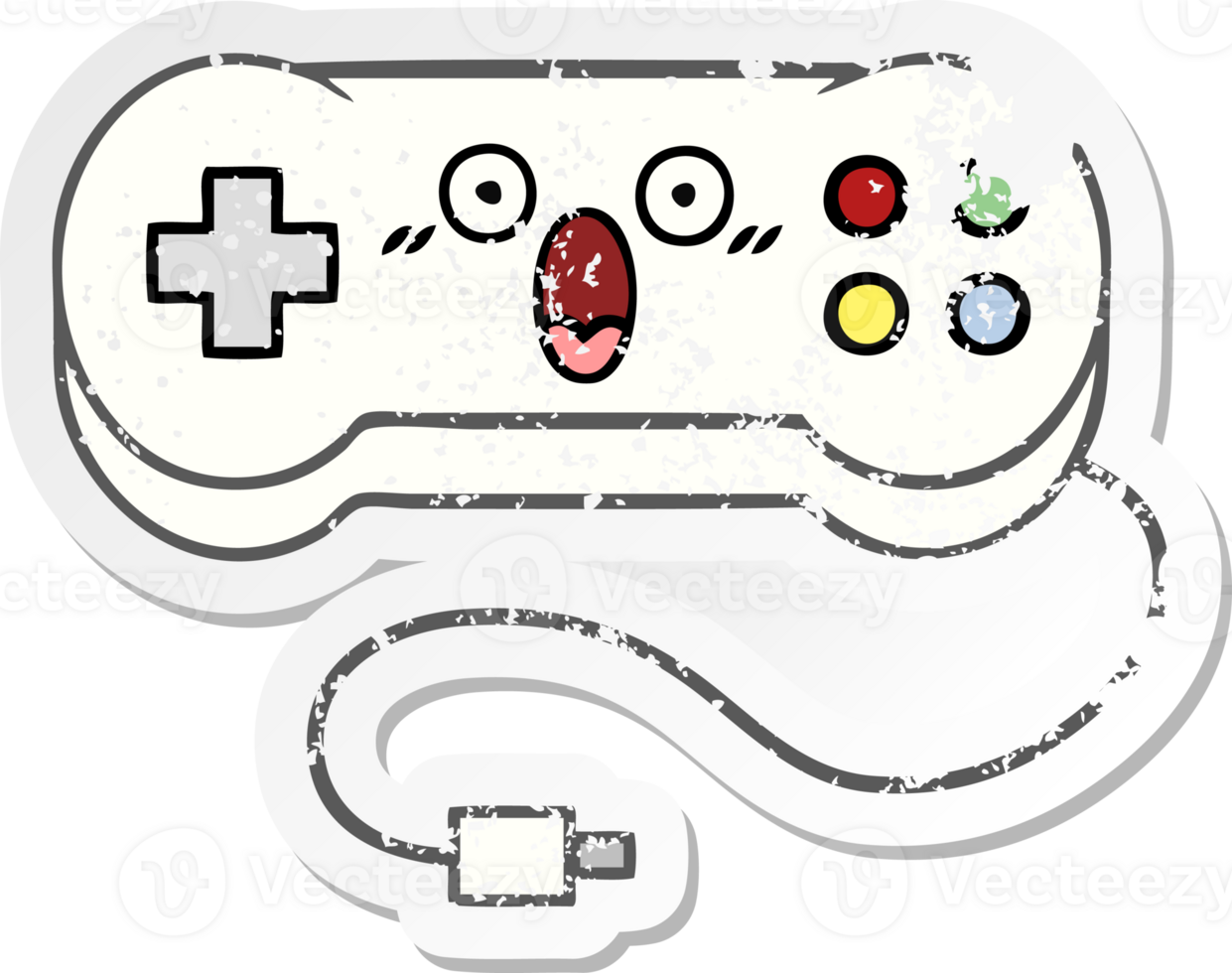 distressed sticker of a cute cartoon game controller png