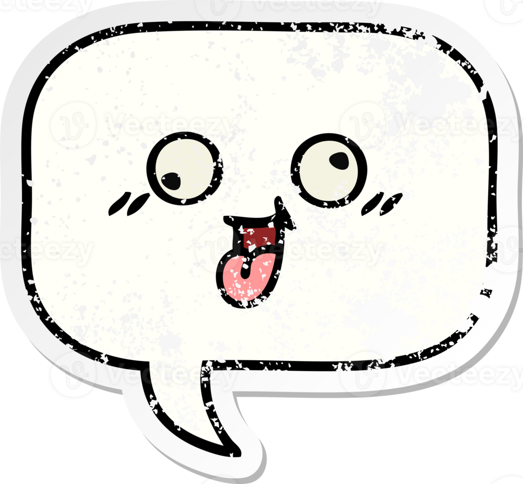 distressed sticker of a cute cartoon speech bubble png