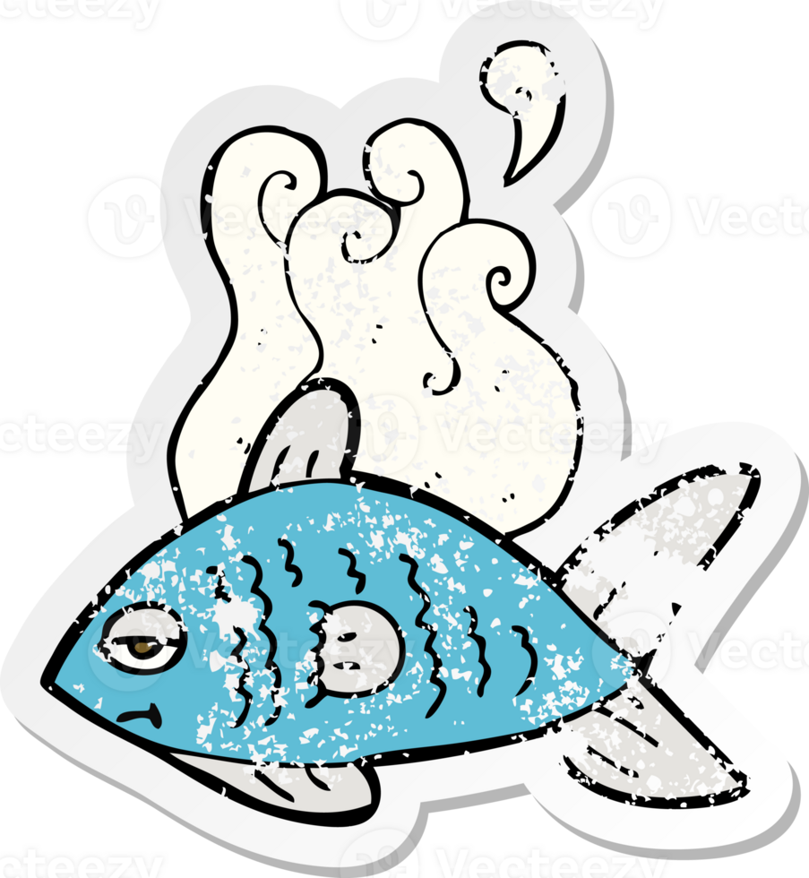 retro distressed sticker of a cartoon funny fish 36341620 PNG