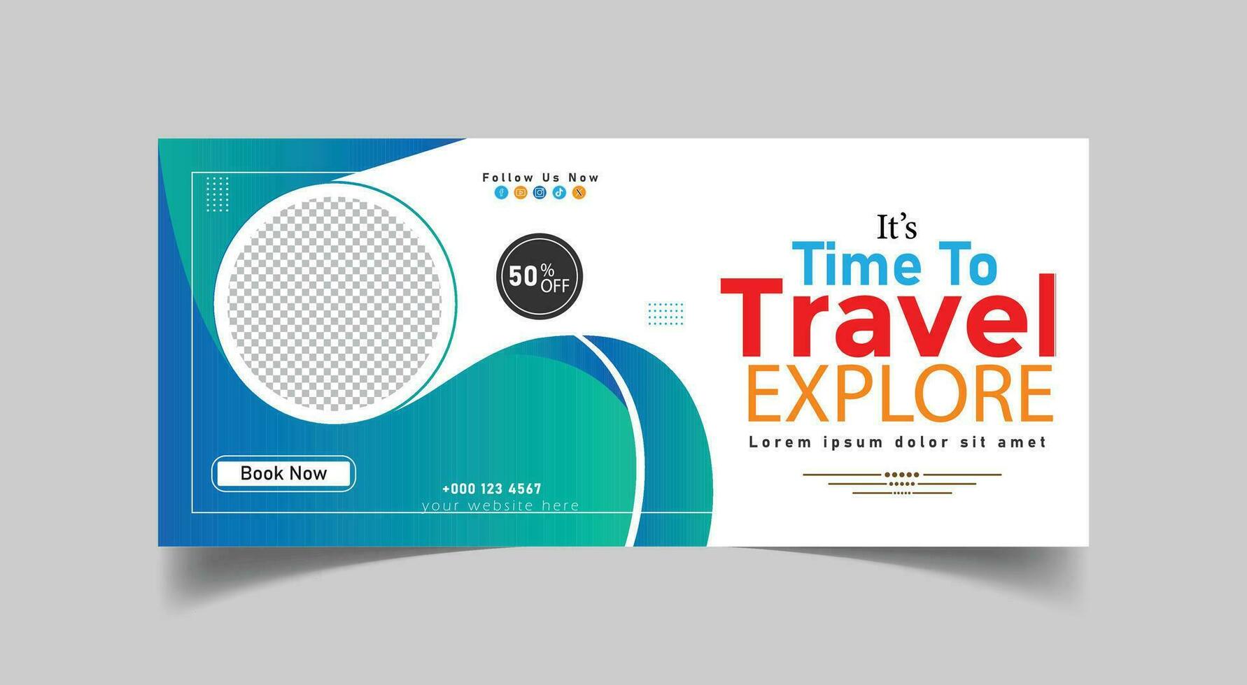 Professional travel and tourism social media cover template vector