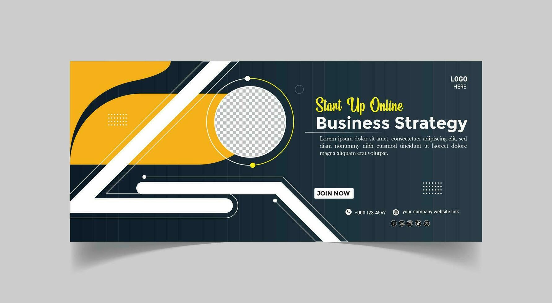 Creative Start-Up online Business Strategy social media facebook cover template vector