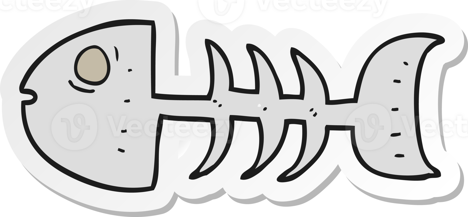 sticker of a cartoon fish bones png