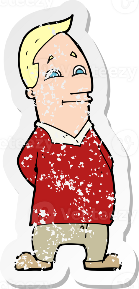 retro distressed sticker of a cartoon friendly man png
