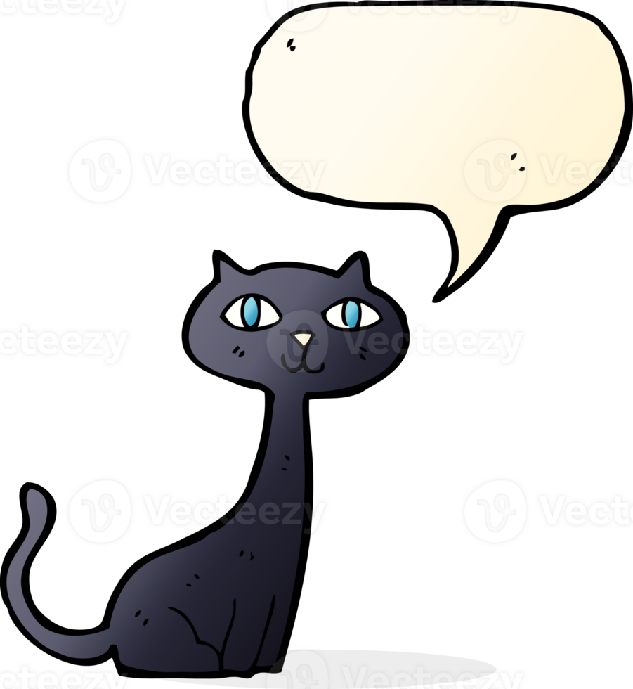 cartoon black cat with speech bubble png