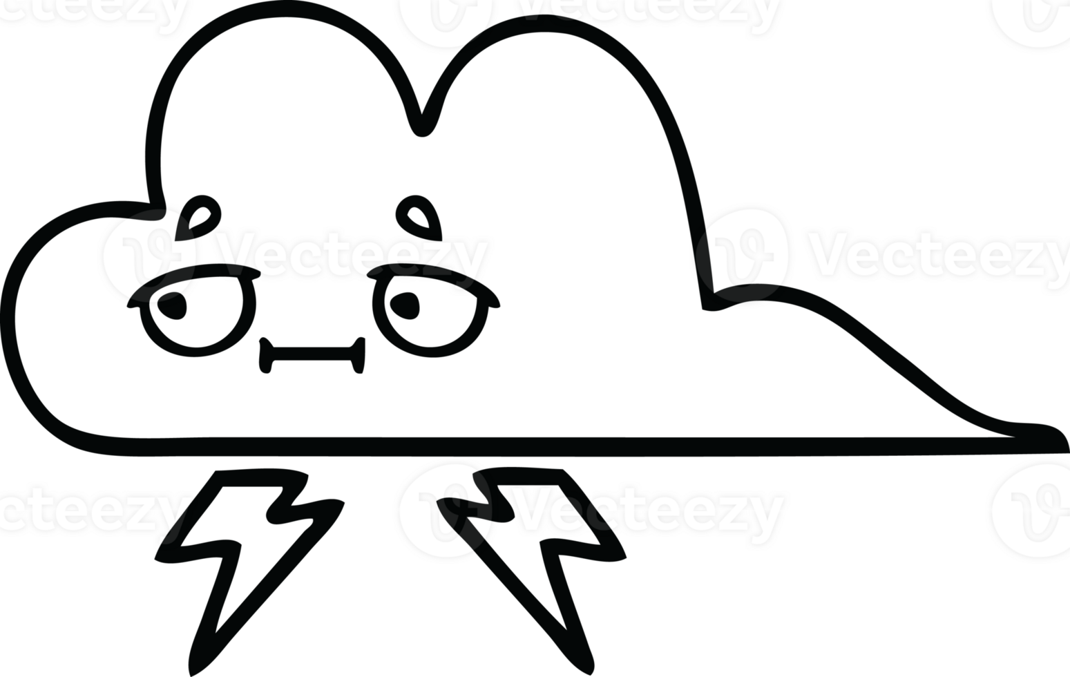 line drawing cartoon thunder cloud 36341854 PNG