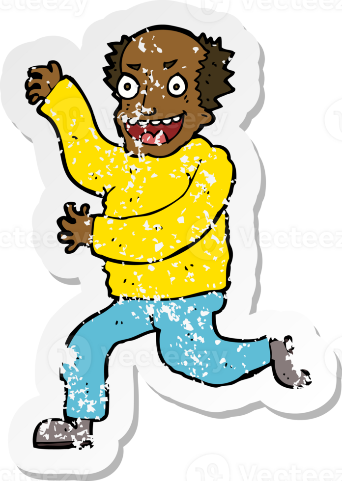 retro distressed sticker of a cartoon evil old man png