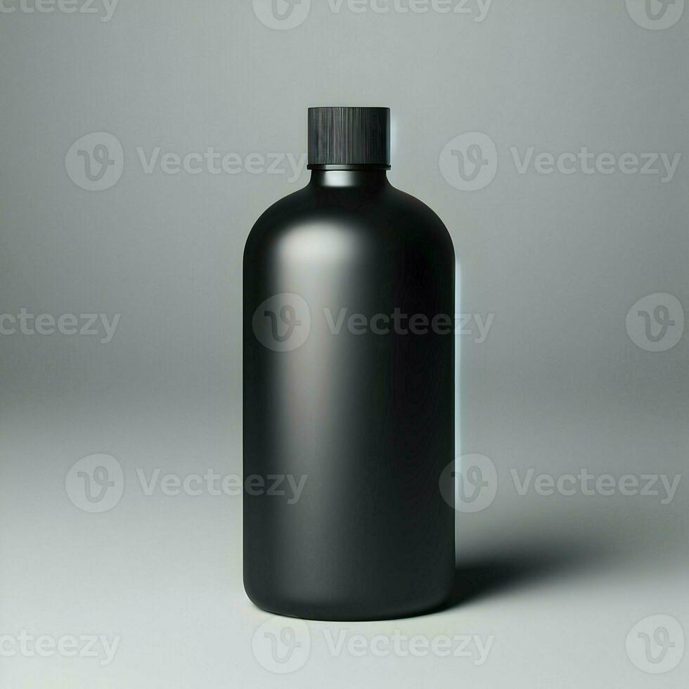 AI generated 3D illustration Rendering Aluminium Bottle on White Background Black Grey White photo