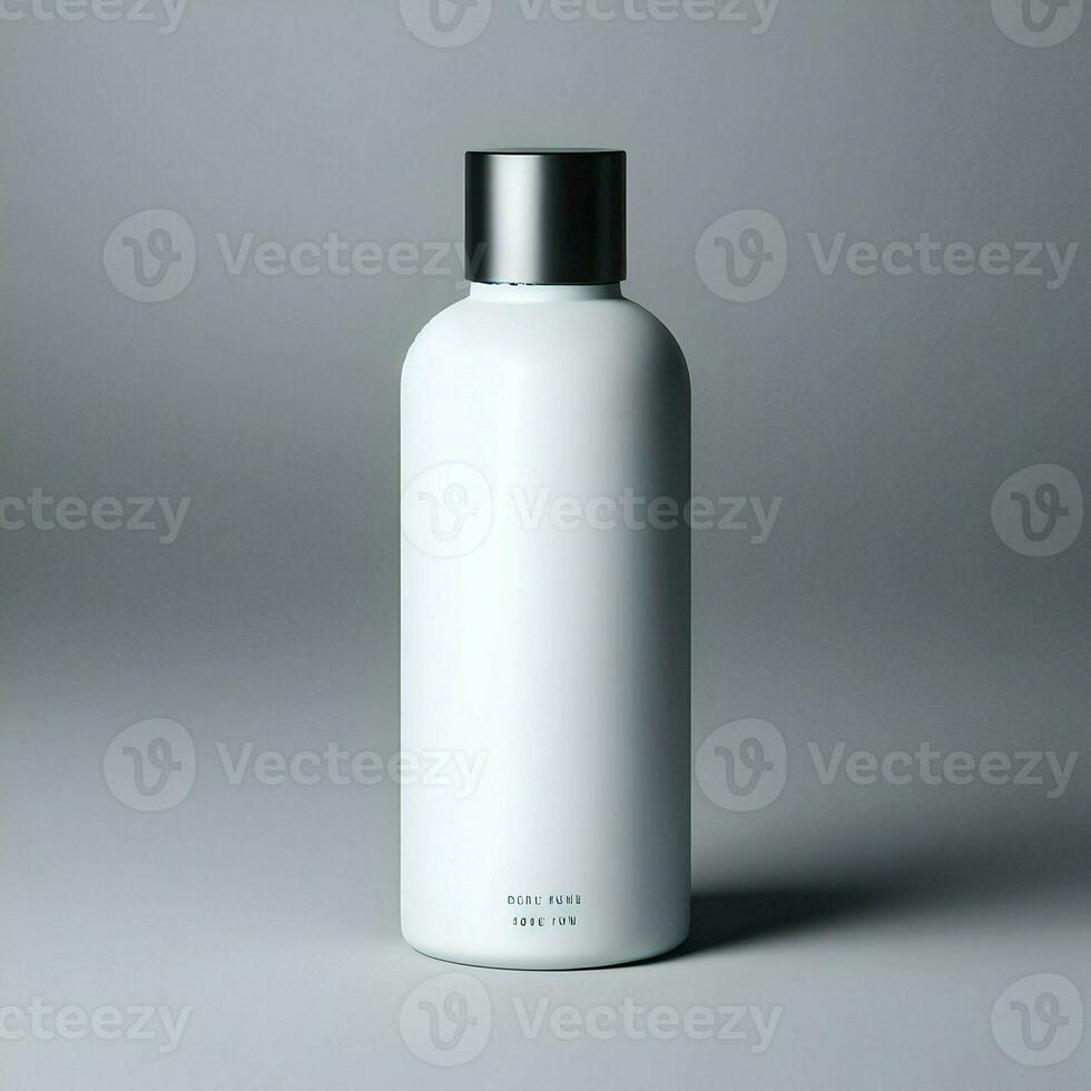 AI generated 3D illustration Rendering Aluminium Bottle on White Background Black Grey White photo