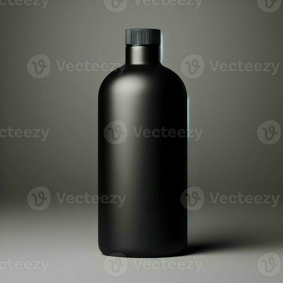 AI generated 3D illustration Rendering Aluminium Bottle on White Background Black Grey White photo