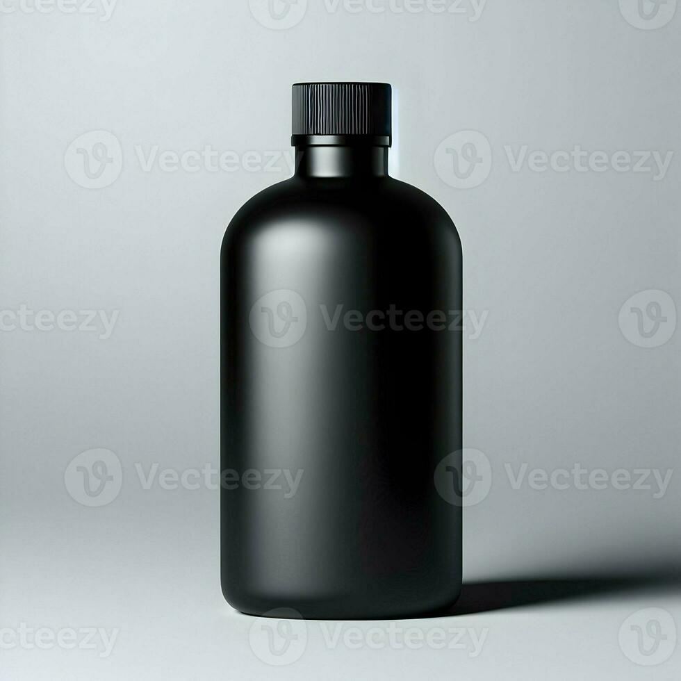 AI generated 3D illustration Rendering Aluminium Bottle on White Background Black Grey White photo