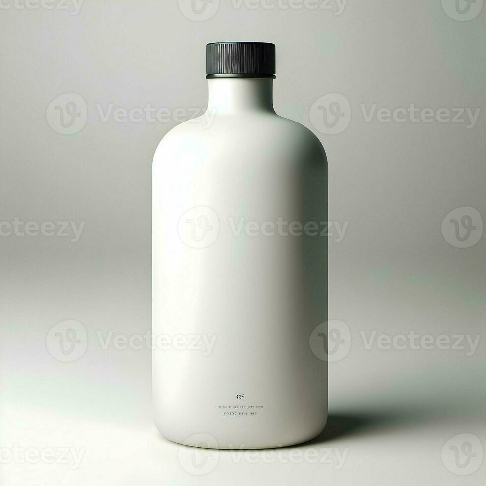 AI generated 3D illustration Rendering Aluminium Bottle on White Background Black Grey White photo