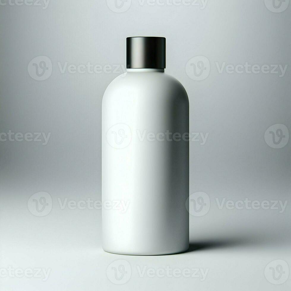 AI generated 3D illustration Rendering Aluminium Bottle on White Background Black Grey White photo