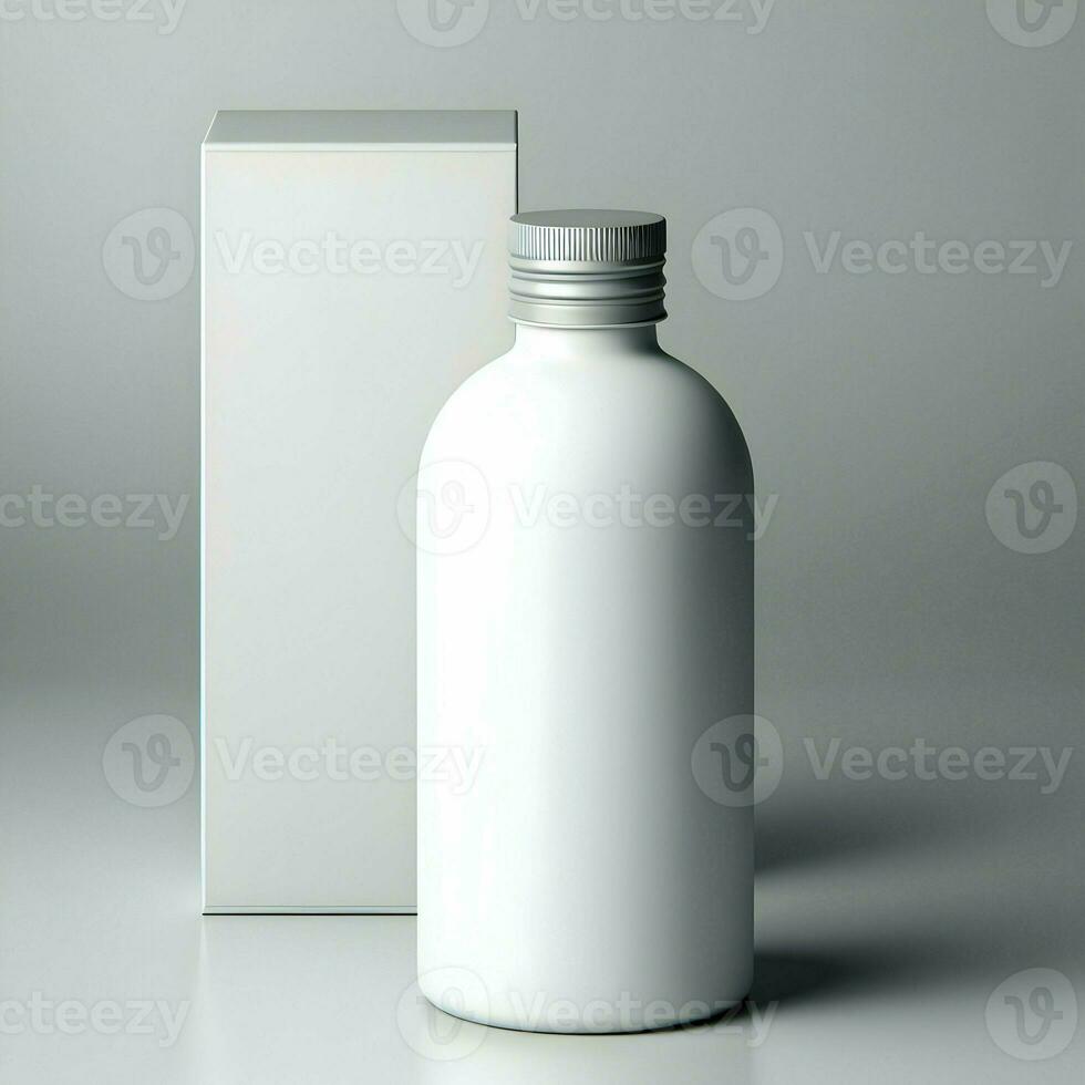 AI generated 3D illustration Rendering Aluminium Bottle on White Background Black Grey White photo