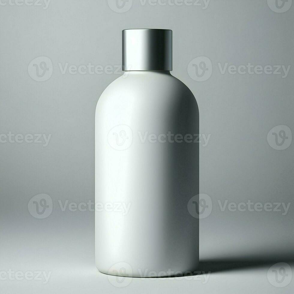 AI generated 3D illustration Rendering Aluminium Bottle on White Background Black Grey White photo