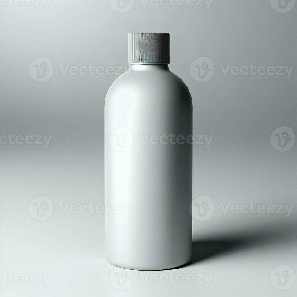 AI generated 3D illustration Rendering Aluminium Bottle on White Background Black Grey White photo