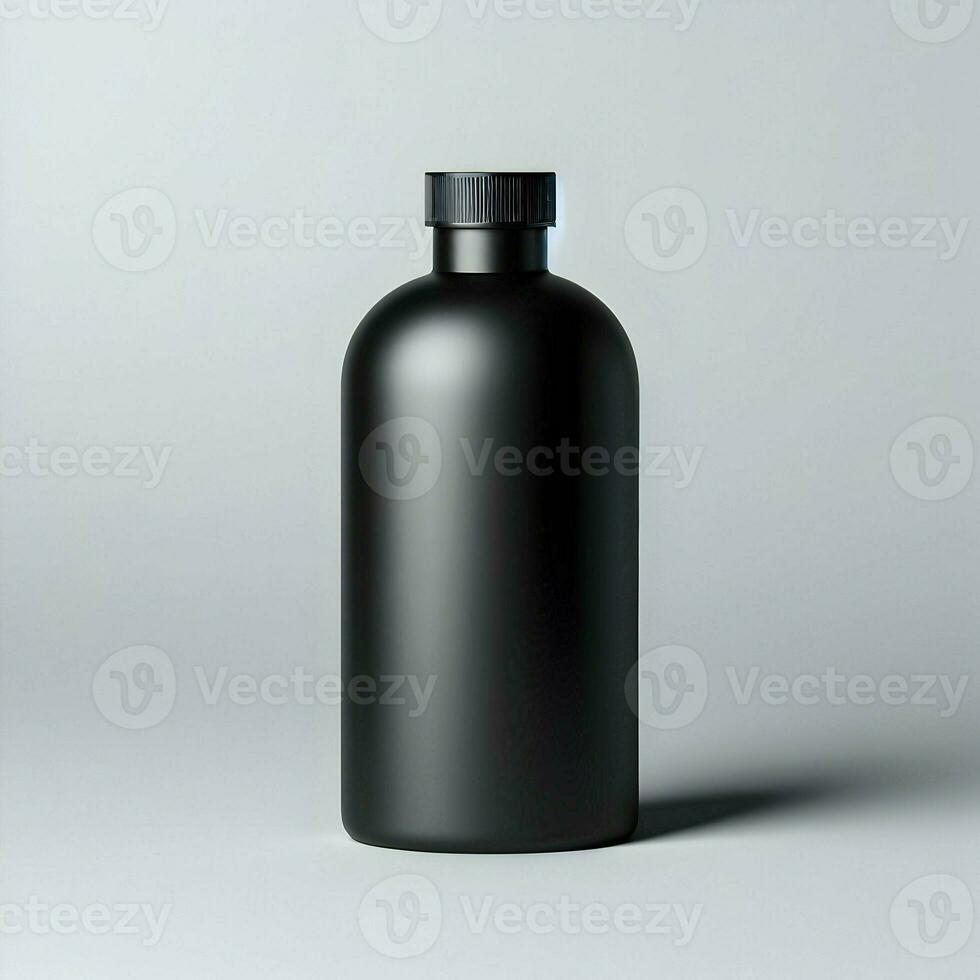 AI generated 3D illustration Rendering Aluminium Bottle on White Background Black Grey White photo