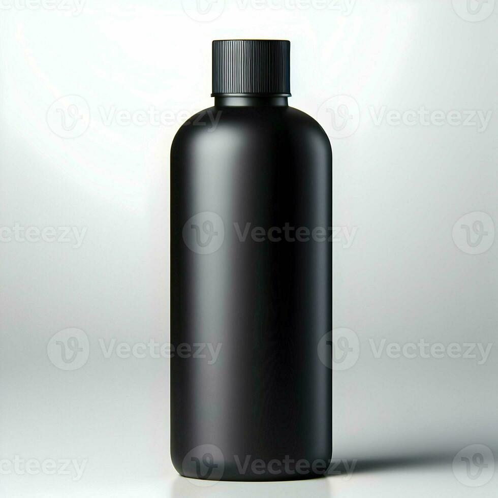 AI generated 3D illustration Rendering Aluminium Bottle on White Background Black Grey White photo