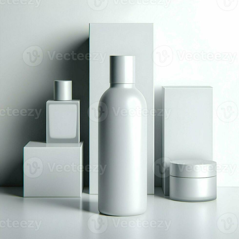 AI generated 3D illustration Rendering Aluminium Bottle on White Background Black Grey White photo