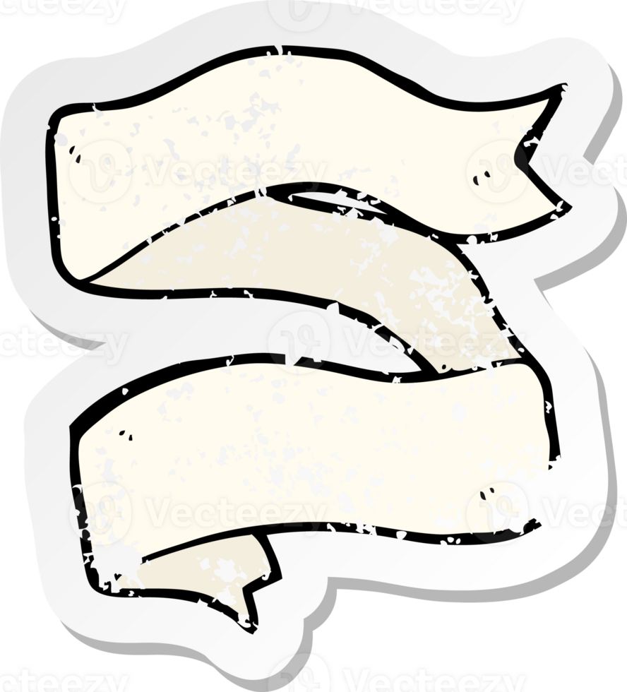 retro distressed sticker of a cartoon tattoo scroll banner png