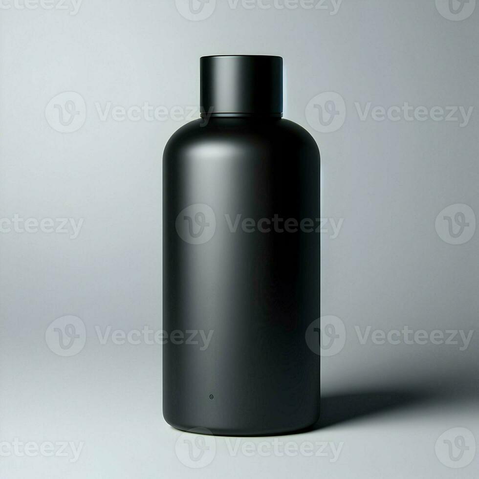 AI generated 3D illustration Rendering Aluminium Bottle on White Background Black Grey White photo