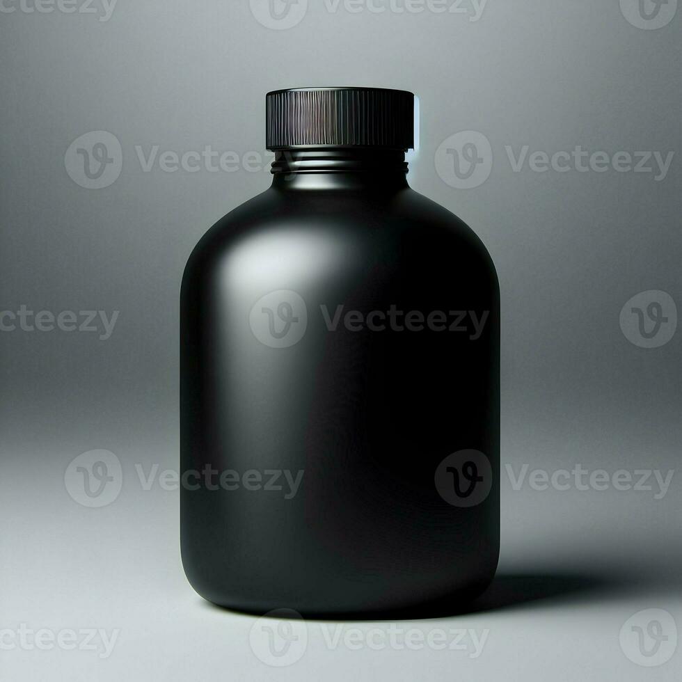 AI generated 3D illustration Rendering Aluminium Bottle on White Background Black Grey White photo