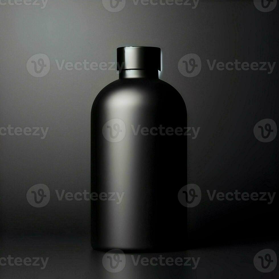 AI generated 3D illustration Rendering Aluminium Bottle on White Background Black Grey White photo