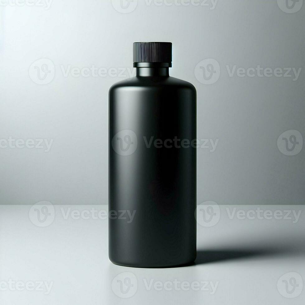 AI generated 3D illustration Rendering Aluminium Bottle on White Background Black Grey White photo