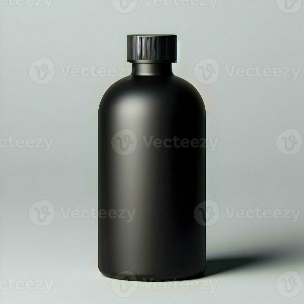 AI generated 3D illustration Rendering Aluminium Bottle on White Background Black Grey White photo