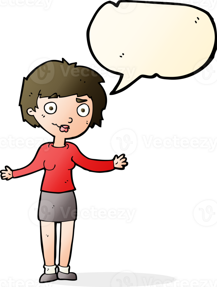 cartoon confused woman with speech bubble png