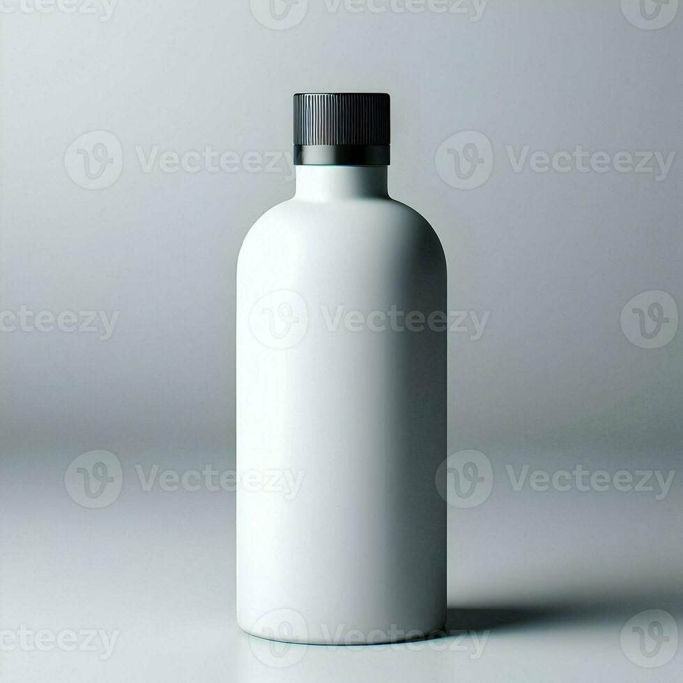 AI generated 3D illustration Rendering Aluminium Bottle on White Background Black Grey White photo