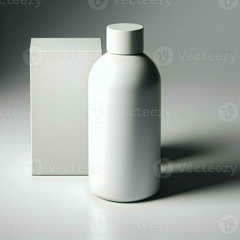 AI generated 3D illustration Rendering Aluminium Bottle on White Background Black Grey White photo