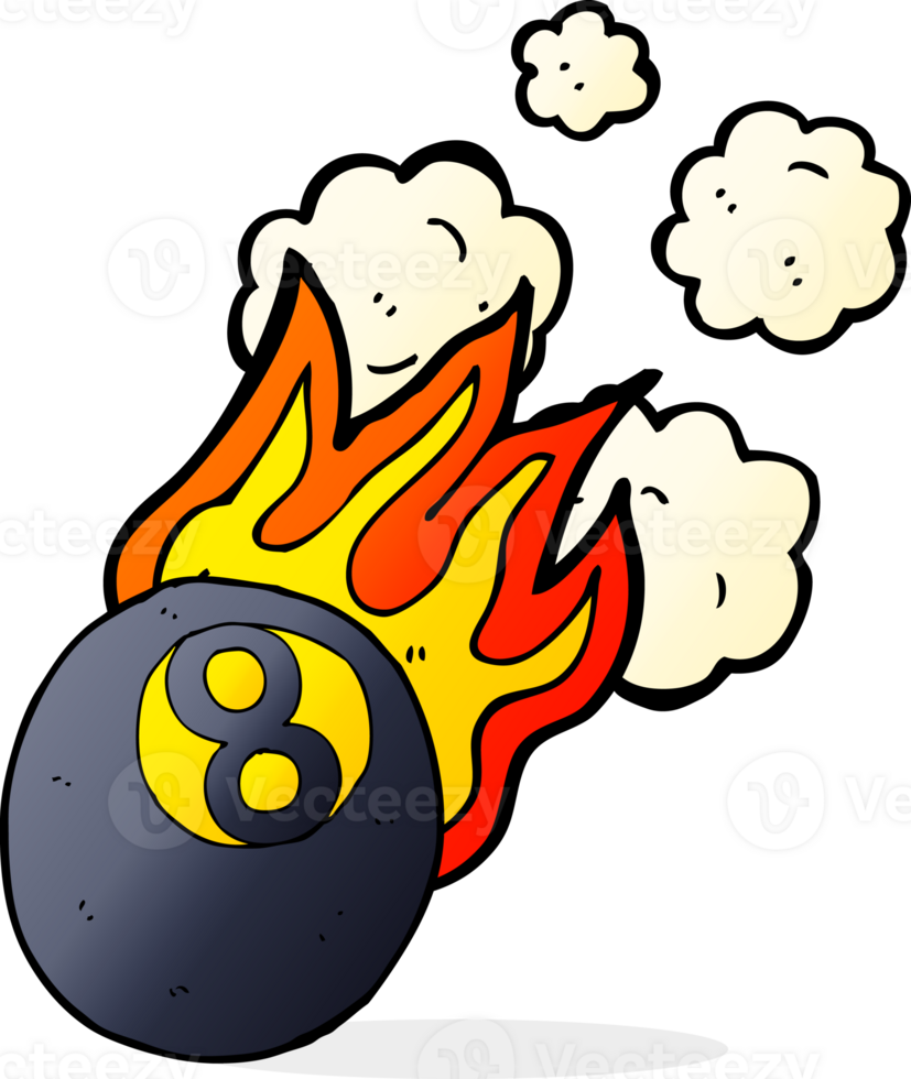 cartoon flaming pool ball png