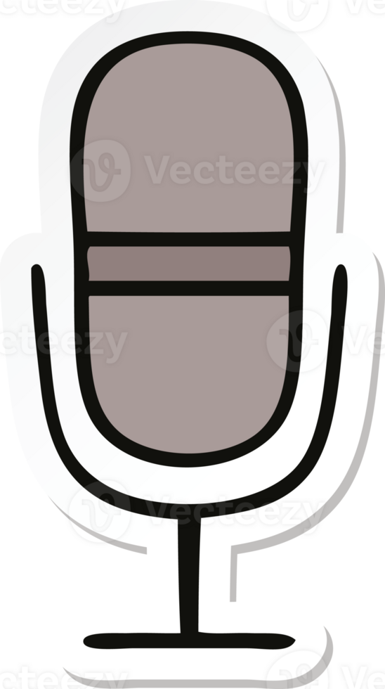 sticker of a cute cartoon retro microphone png